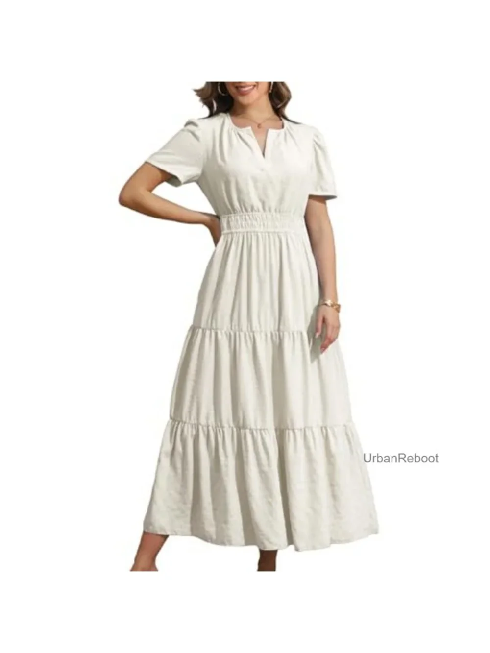 Maxi Dress Short Sleeves with Pockets Casual
